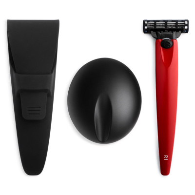 Набор Bolin Webb R1, бритва R1-S красная, подставка R1 черная, дорожный чехол