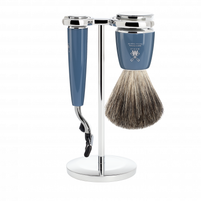 Бритвенный набор MUEHLE RYTMO, темно-бирюзовая смола, натуральный барсучий ворс, бритва Mach3